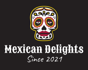 Ornate Mexican Skull logo design