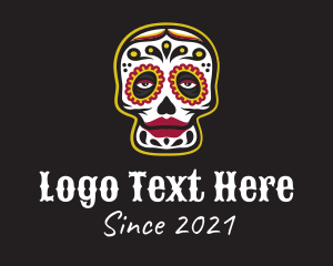 Babushka - Ornate Mexican Skull logo design