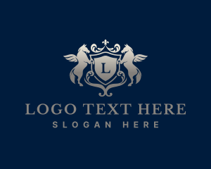 Upmarket - Elegant Pegasus Ornate Shield logo design