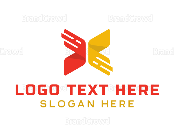 Digital Ribbon Letter X Logo