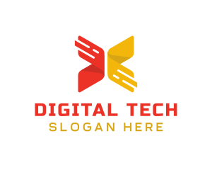 Digital - Digital Ribbon Letter X logo design