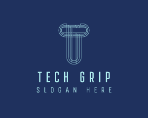 Cyber Tech Letter T logo design