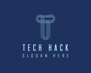 Cyber Tech Letter T logo design