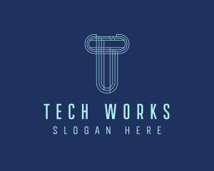 Cyber Tech Letter T logo design