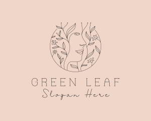 Leaf Woman Face logo design