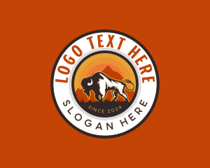 Ox - Wild Bison Mountain logo design