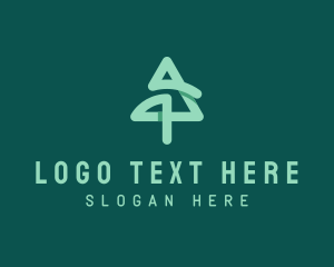 Woods - Pine Tree Letter A logo design