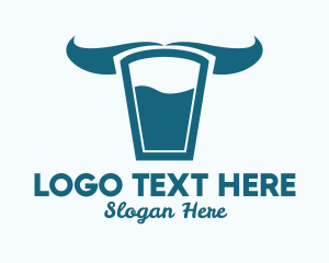 Dairy Farmer - Milk Glass Horns logo design