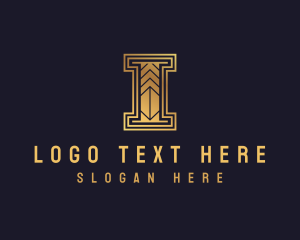 Letter I - Golden Art Deco Firm logo design