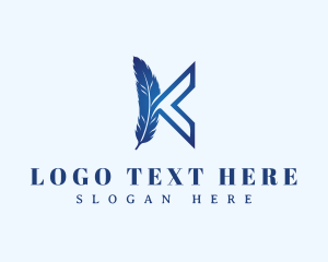 Alphabet - Light Feather Letter K logo design