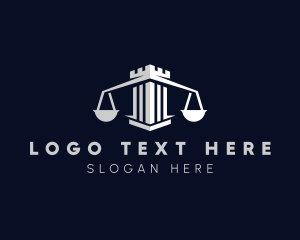 Courthouse - Tower Turret Justice Scale logo design