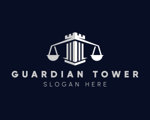 Tower Turret Justice Scale logo design