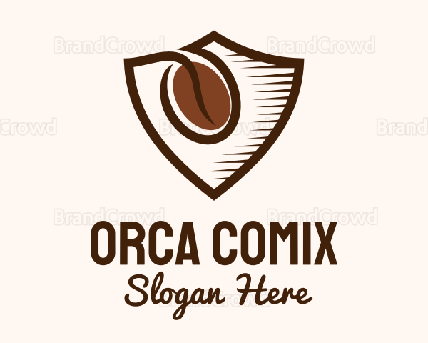 Coffee Bean Shield Logo