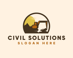 Mountain Mining Excavator logo design