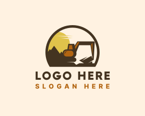 Heavy Equipment - Mountain Mining Excavator logo design