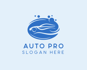 Blue Car Wash Cleaning Logo