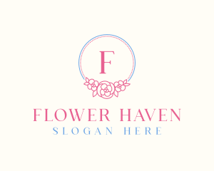 Flower Wreath Embroidery logo design