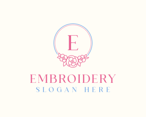 Flower Wreath Embroidery logo design