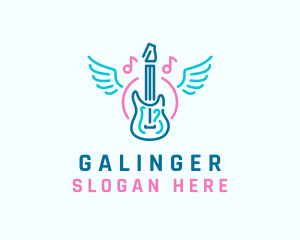 Music Guitar Wings logo design