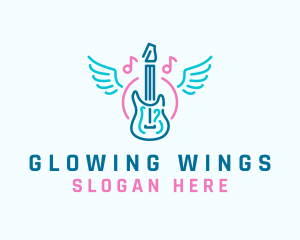 Music Guitar Wings logo design