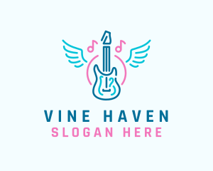 Music Guitar Wings logo design