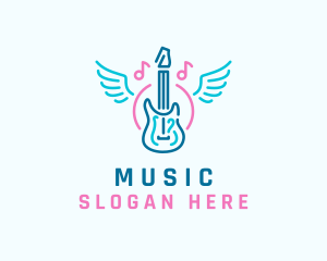 Music Guitar Wings logo design