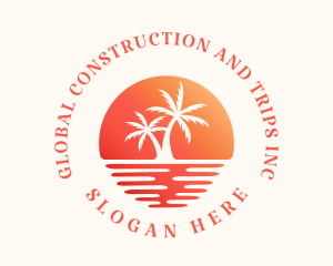 Palm Tree - Ocean Beach Travel logo design