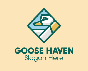 Goose - Geometric Duck Diamond logo design