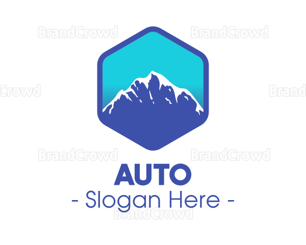 Blue Hexagon Mountain Peak Logo