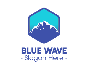 Blue Hexagon Mountain Peak logo design