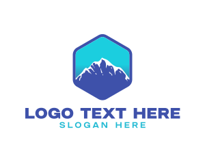 Blue Hexagon - Blue Hexagon Mountain Peak logo design
