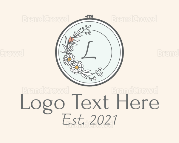 Floral Wreath Embroidery Logo