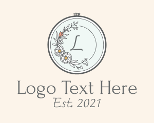 Needleworker - Floral Wreath Embroidery logo design