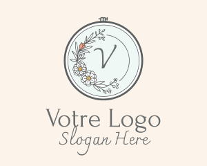 Floral Wreath Embroidery Logo