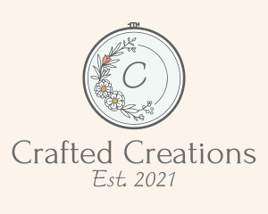 Floral Wreath Embroidery logo design