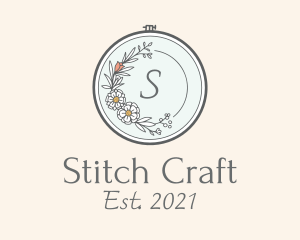 Floral Wreath Embroidery logo design