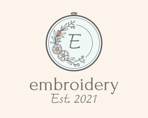 Floral Wreath Embroidery logo design