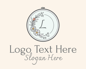 Floral Wreath Embroidery Logo