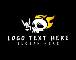 Death - Punk Skull Flame logo design
