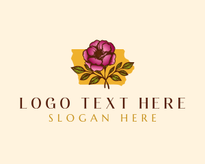 English Rose - Wild Rose Iowa Flower logo design