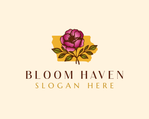 Wild Rose Iowa Flower logo design