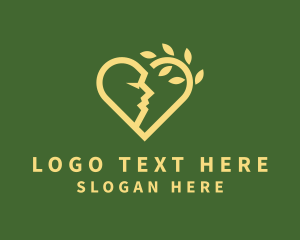 Leaf - Eco Heart Face logo design