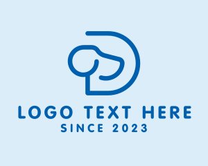 Dachsund - Blue Dog Letter D logo design
