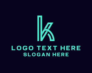 Geometric - Neon Line Letter K logo design
