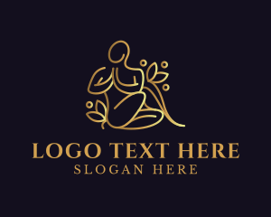 Yoga Studio - Golden Human Meditation logo design