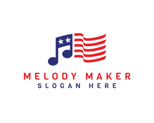 Singer - USA Flag Note logo design