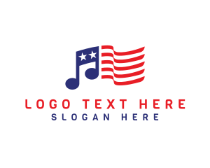 Singer - USA Flag Note logo design