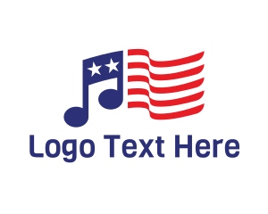Music - USA Flag Musical Note logo design