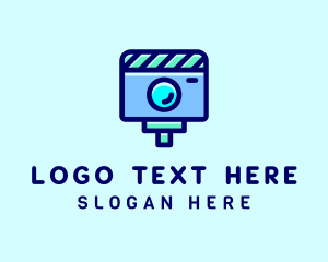 Vlogger - Blue Clapperboard Camera logo design