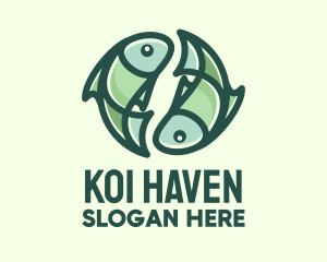 Koi - Green Pisces Fish Symbol logo design